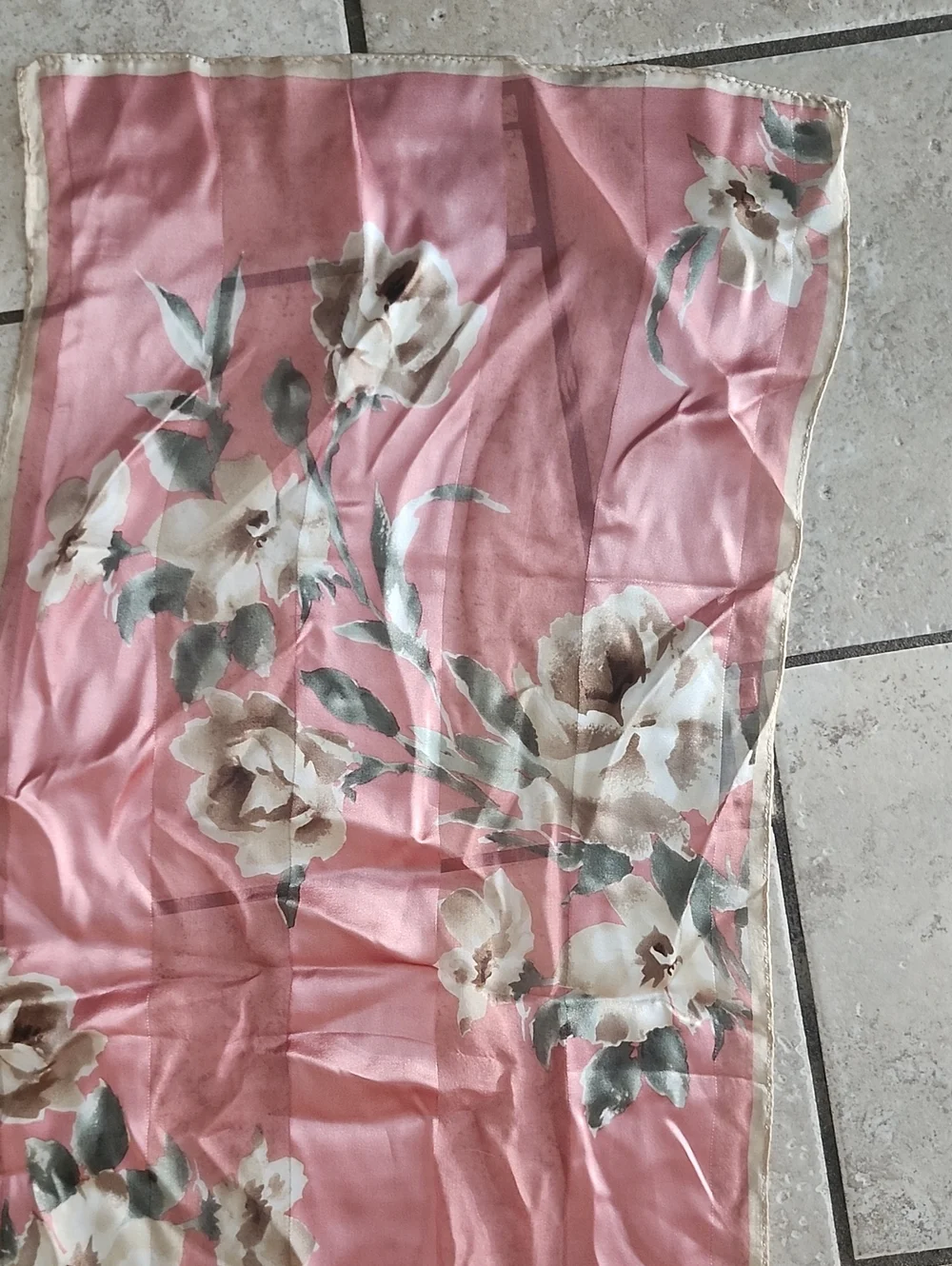 Elegent Blush Pink Floral Design Silk Scarf